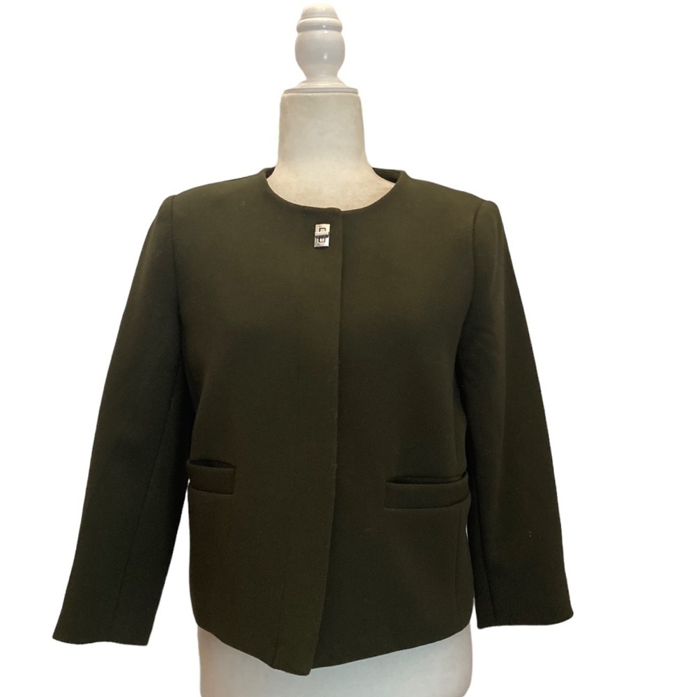 Philosophy Fern Green Crop Blazer with Silver Hardware Closure